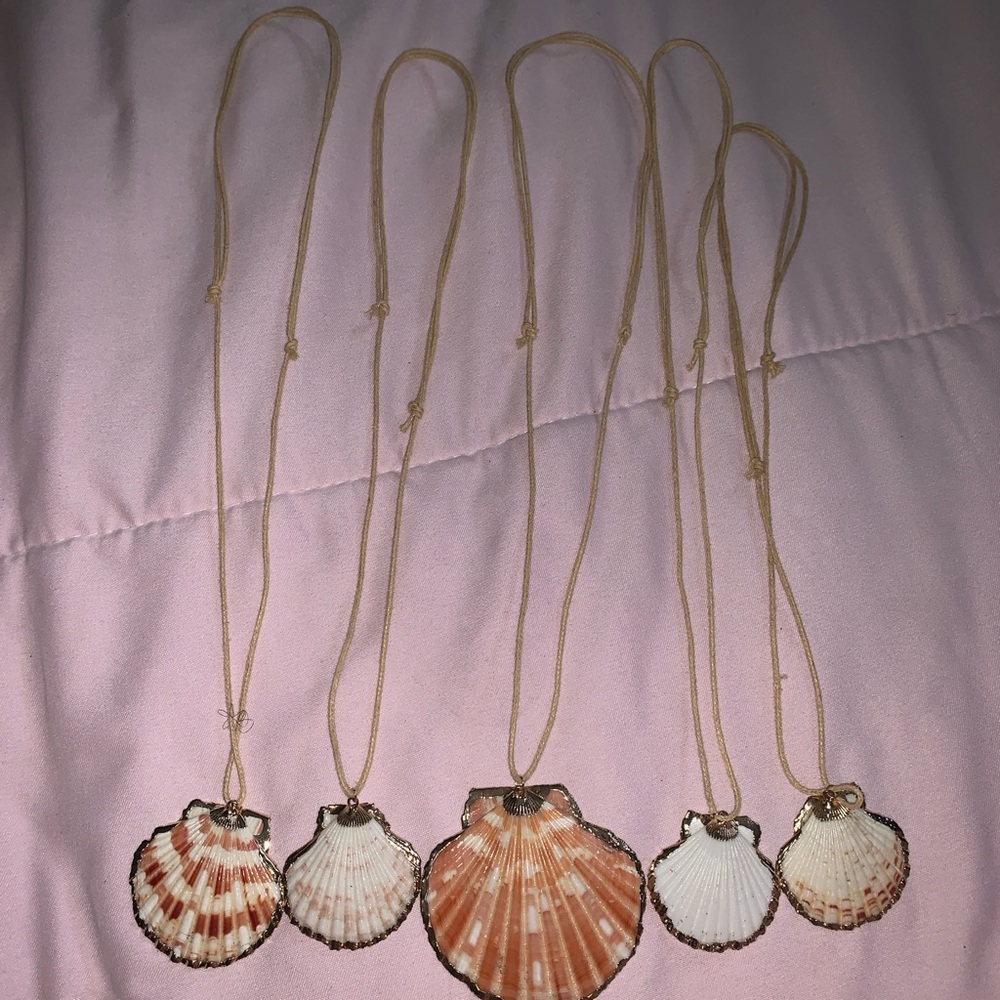 5 adjustable seashell necklaces